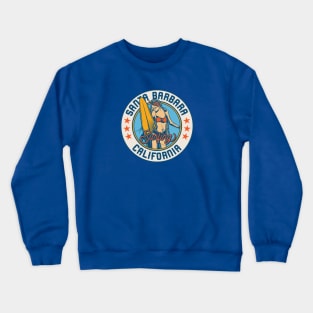 Vintage Surfing Badge for Santa Barbara, California Crewneck Sweatshirt